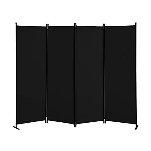 Room Dividers Folding Privacy Screens 4 Panel Partition Screen Steel Frame& Frabic Office Partition For Home Office Dorm Decor Black - Image 2