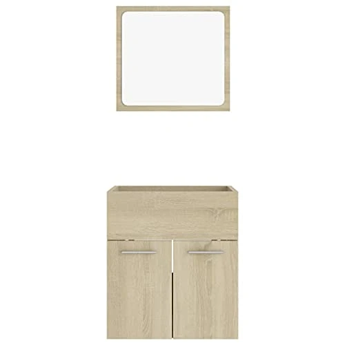 Queen.Y Wall Mounted Bathroom Cabinet With Mirror, Pedestal Under Sink Bathroom Vanity Floating Storage Cabinet With 2 Doors, Modern Bathroom Space Saver Organizer Oak 16.1" X 15.2" X 18.1" - Image 3