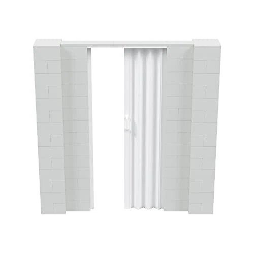 EverBlock 7β X 7β Wall Kit With Accordion Door | 3β X 7β Doorway | Modular Building Blocks | Wall Display System | Room Divider & Partition | Easy To Connect & Reuse | Indoor & Outdoor Use | Dark Gray