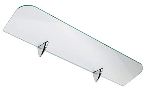 BSM Marketing 1/4" Thick Toughened Glass Shelves With Curved Corners And Large Chrome Finish Shelf Supports 23 2/3" And 19 2/3" Black, White And Clear (23 2/3" X 6", Clear 1 Shelf) - Image 2