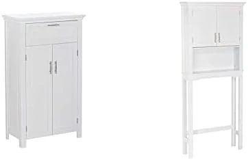 RiverRidge Somerset Two-Door Floor Cabinet, White & White Somerset Bathroom Over The Toilet Storage Spacesaver With Open Shelf And Two Doors - Image 7