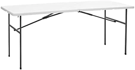 Living And More 6 Foot Fold-in-Half Table With Curve Legs, White - Image 9