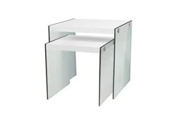 Monarch Specialties ,Nesting Table, Tempered Glass, Glossy White