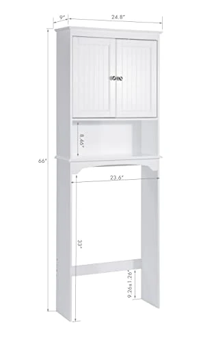 Spirich Home Over The Toilet Storage Cabinet, Bathroom Shelf Over Toilet, Bathroom Storage Cabinet Organizer, White - Image 2