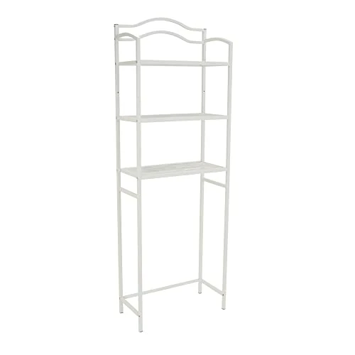 Household Essentials 3-Tier Metal Over The Toilet Bathroom Storage Shelf, White