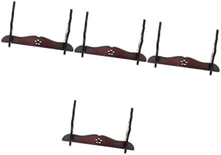 Zerodeko Storage Handicraft Flute Swords Hanger Samurai Holder Katana Rack Table Single Office Wizard Home Wand Wooden Brown Decorative Shelf Collection Organizer 5pcs - Image 10