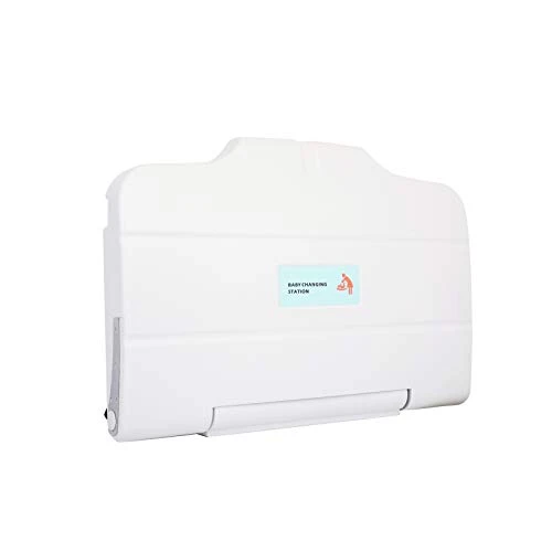 TCBunny Wall-Mounted Baby Changing Station Horizontal Diaper Changing Table With Safety Straps White