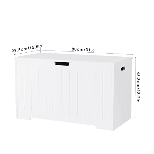 GENERIC Toy Storage Chest With Flip-Top Lid, Large Storage Cabinet With 2 Closed Slowly Hinges, Entryway Foot Rest Seat For Bedroom, Living Room, Playroom - White - Image 2