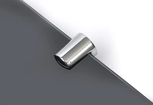 BSM Marketing 300mm (12" Approx) By 100mm Gloss Black 6mm Thick Toughened Safety Glass Shelf With Curved Edges And Chrome Shelf Supports - Image 3