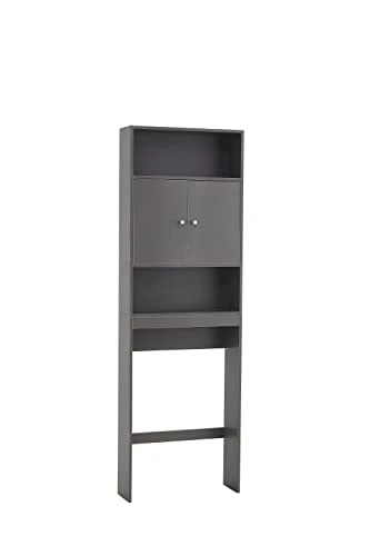 Over The Toilet Storage, 3 Tier Over Toilet Bathroom Organizer With 2 Open Shelves And 1 Cabinet, Above Toilet Storage Cabinet With 2 Doors, Bathroom Space Saver For Restroom (Gray, 24.8"x7.8"x76.8") - Image 4
