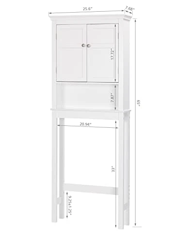 UTEX Bathroom Storage Over The Toilet, Bathroom Cabinet Organizer With Adjustable Shelves, Bathroom Space Saver For Bathroom, White - Image 2