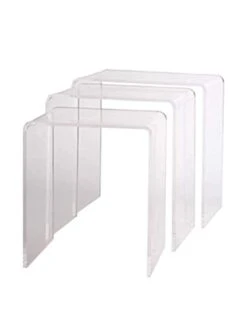 Pure Dcor Pure Decor Acrylic Nesting Tables, Set Of 3, 18hx17wx11.5, Clear
