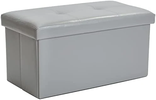 Simplify Folding Storage Ottoman, Toy Box Chest, Faux Leather,Tufted Padded Seating, Bench, Foot Rest, Stool, Single, Black - Image 12