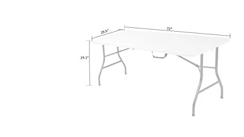 COSCO Deluxe 6 Foot X 30 Inch Fold-in-Half Blow Molded Folding Table, Black - Image 2