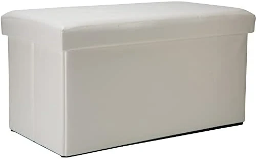 Simplify Folding Storage Ottoman, Toy Box Chest, Faux Leather,Tufted Padded Seating, Bench, Foot Rest, Stool, Single, Black - Image 10