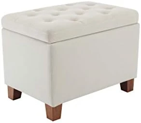 Wovenbyrd Classic 24-Inch Wide Rectangular Tufted Storage Ottoman Footstool With Hinged Lid, Gray Fabric - Image 6