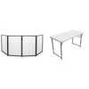 DJ Booth Foldable Cover Screen - Portable Event Facade Front Board Video Light Projector (White) & Lifetime Height Adjustable Craft Camping And Utility Folding Table, 4 Foot, 4'/48 X 24, White Granite