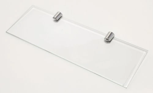 BSM Marketing Set Of 2 400mm X 100mm 6mm Thick Toughened Glass Shelves With Chrome Finish Shelf Supports