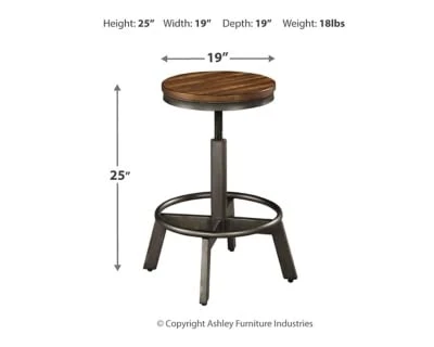 Signature Design By Ashley Torjin Industrial 24" Adjustable Height Barstool, 2 Count, Brown - Image 3