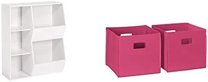 RiverRidge 02-146 Floor Cabinet, White & Folding Storage Bins, Pink, 2 Count - Image 5