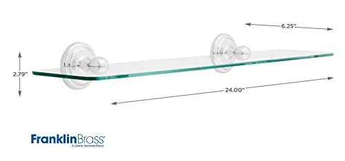 Franklin Brass Jamestown 24 Inch Glass Shelf, Polished Chrome, Bathroom Accessories, 9065PC - Image 3