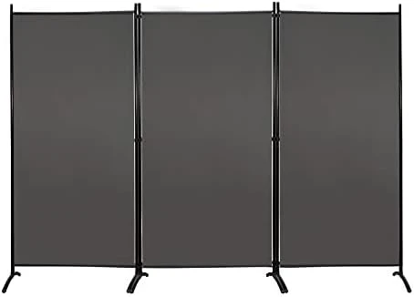 MAYOLIAH Partition Room Dividers 3 Panel Folding Privacy Screens 6 Ft Portable Office Walls Dividers For Room Separator 102"x20"x71", Grey - Image 6