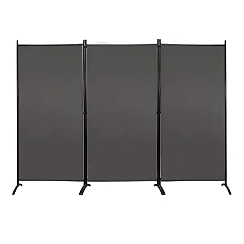 MAYOLIAH Partition Room Dividers 3 Panel Folding Privacy Screens 6 Ft Portable Office Walls Dividers For Room Separator 102"x20"x71", Grey