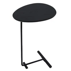 C Table,Couch Tables That Slide Under,C Shaped Side Table,Sofa End Table For Living Room Bedside Bathroom Snack Coffee Laptop Tables,Egg Oval-Shaped,Metal Frame,Easy Assembly Black(Upgraded)