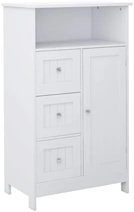 Noskatu Bathroom Floor Cabinet Small Storage Corner Floor Cupboard With A Single Shutter Door And Drawer Narrow Bathroom Cabinet For Bathroom Bedroom Living Room Kitchen White - Image 6