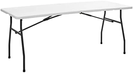 Living And More 6 Foot Fold-in-Half Table With Curve Legs, White - Image 8