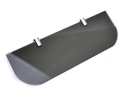 BSM Marketing 300mm (12" Approx) By 100mm Gloss Black 6mm Thick Toughened Safety Glass Shelf With Curved Edges And Chrome Shelf Supports - Image 2