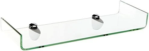 Spancraft Glass Osprey Bent Glass Shelf, Brushed Steel Bracket, 8 X 32 - Image 4