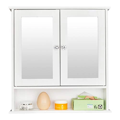 GENERIC Costoffs Wall Mounted Cabinet White Bathroom Storage Cupboard Double Door (22’‘ X 5.1’‘ X 22.8’‘)