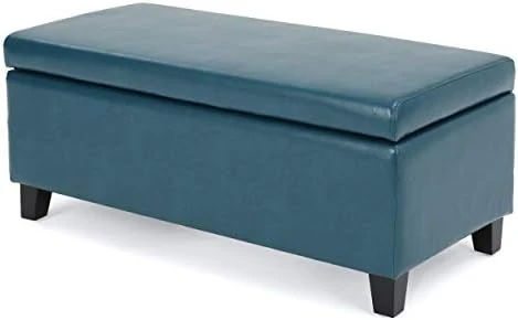 Christopher Knight Home Breanna Leather Storage Ottoman, Teal - Image 8