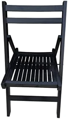 JLBENQIJL Set Of 4 Folding Chairs Poplar Wooden Slatted Seat For Dining Room Kitchen Balcony Wedding Occasion Events, Black - Image 4