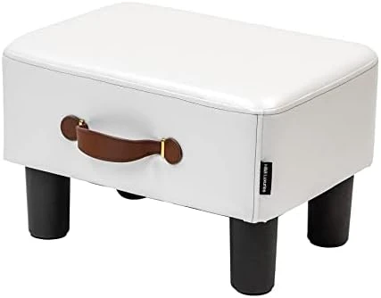 H&B Luxuries Footstool Small Ottoman, PU Leather Small Ottoman Foot Rest,16.14" Extended Rectangular Footstool With Carry,Ottoman For Living Room, Bedroom, Couch,Patio,Cloakroom (Black) - Image 13