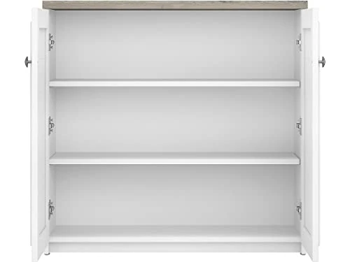 Bush Furniture Fairview 2 Door Low Storage Cabinet, Shiplap Gray/Pure White - Image 4