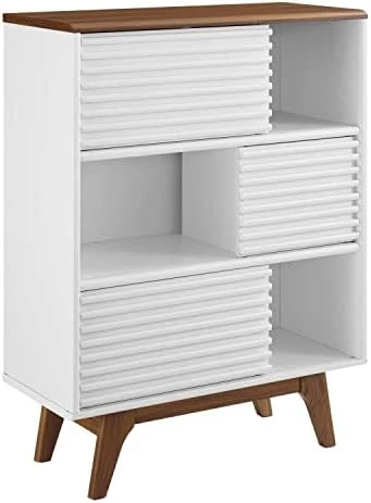 Modway Render Mid-Century Modern Two-Tier Display Stand In Walnut - Image 4