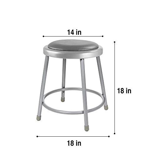 OEF Furnishings (2 Pack) Grey Vinyl Padded Stool, 18" High OEF6418/2 - Image 3