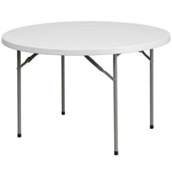 Flash Furniture Kathryn 4-Foot Round Granite White Plastic Folding Table