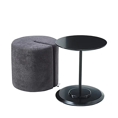 Mission Hills Accent 18 In Round Nesting Ottoman Table, Dark Grey