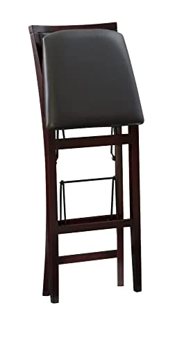 MAMUN Kristle Folding Padded Bar Stool, 30" Seat Height, Espresso Finish With Dark Brown PVC Fabric (Size : 17" W X 20" D X 43" H) - Image 5