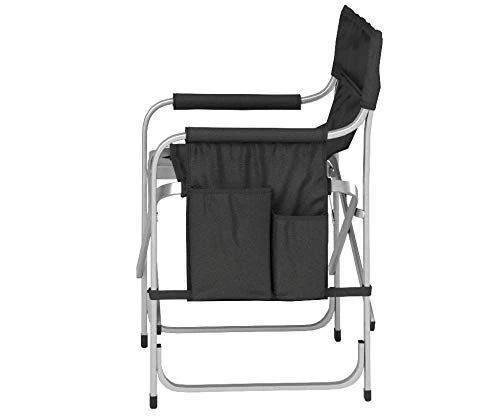 Faulkner Aluminum Director Chair With Folding Tray And Cup Holder, Black - Image 3