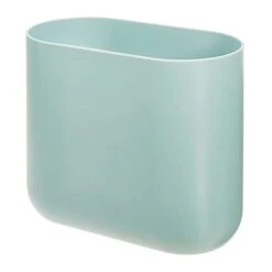 IDesign Cade Oval Slim Trash, Compact Waste Basket Garbage Can For Bathroom, Bedroom, Home Office, Dorm, College-Matte Soft Aqua