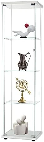 Goujxcy 4-Shelf Glass Display Cabinet With Double Doors, 64" Contemporary Glass Cabinet Floor Standing Curio Cabinet Collection Display Case Storage Rack Corner Cabinet Tempered Glass Frame Bookshelf - Image 11