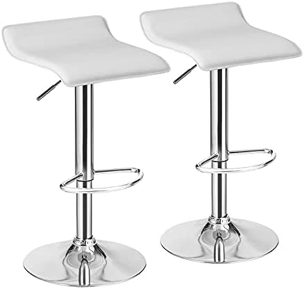 Casart Bar Stools Set Of 4 Adjustable Swivel Pu Leather Backless Stool With Air-Lift Handle, Footrest, Chrome Base, Modern Style For Living Room, Kitchen And Bar, Counter Height Pub Chairs (White) - Image 13