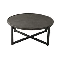 Koncemel Round Accent Side Table, Modern Coffee Table With X-Shaped Base, Large End Table For Garden, Living Room, Bedroom