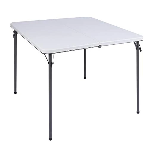 REDCAMP 34" Square Folding Card Table With Resin Top, Portable Fold In Half Small Card Tables With Collapsible Legs For Adults Indoor Outdoor Use, White