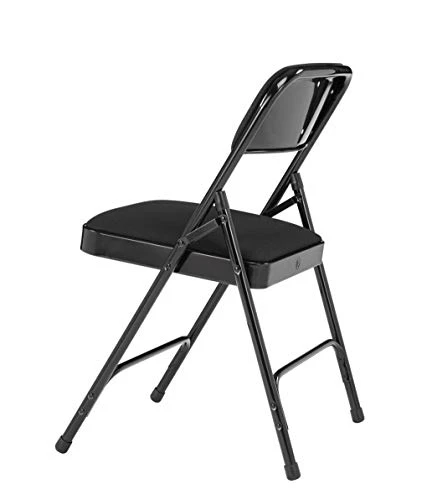 (4 Pack) National Public Seating 2200 Series Deluxe Fabric Upholstered Double Hinge Premium Folding Chair, Midnight Black, 480 Lbs Capacity - Image 3