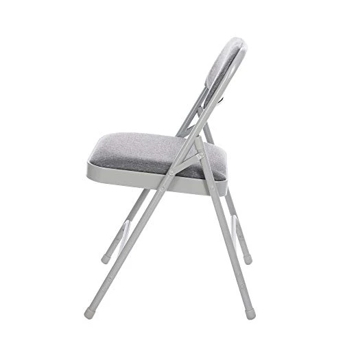 OEF Furnishings Deluxe Fabric Upholstered Double Hinge Premium Folding Chairs, Grey - Image 4